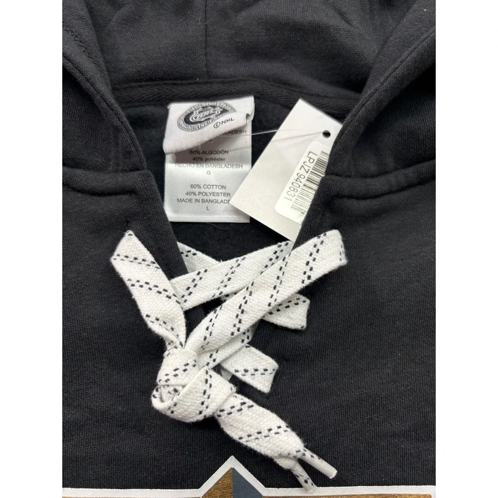 NHL Vegas Golden Knights Mens Lace‎ Up Hoodie Black Gold Sweatshirt NWT Size L - Picture 2 of 3